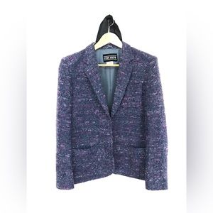Vintage Stunning Lavender and Grey Boucle Boxy Oversized Blazer size 14